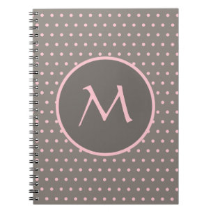 Rosa Polka-Punkte mit Monogramm grau Notizblock