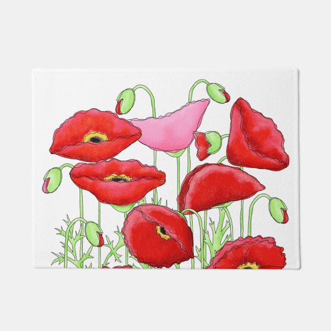 Rosa Pollen Kunstvoll dekoriert Weiß Fußmatte (Vorderseite)