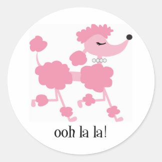 Rosa Poodle Runder Aufkleber