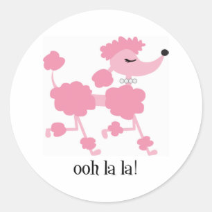 Rosa Poodle Runder Aufkleber