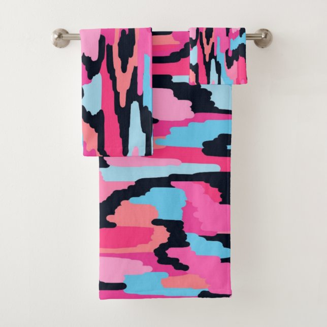 Rosa Pop Abstrakt Badhandtuch Set (Insitu)