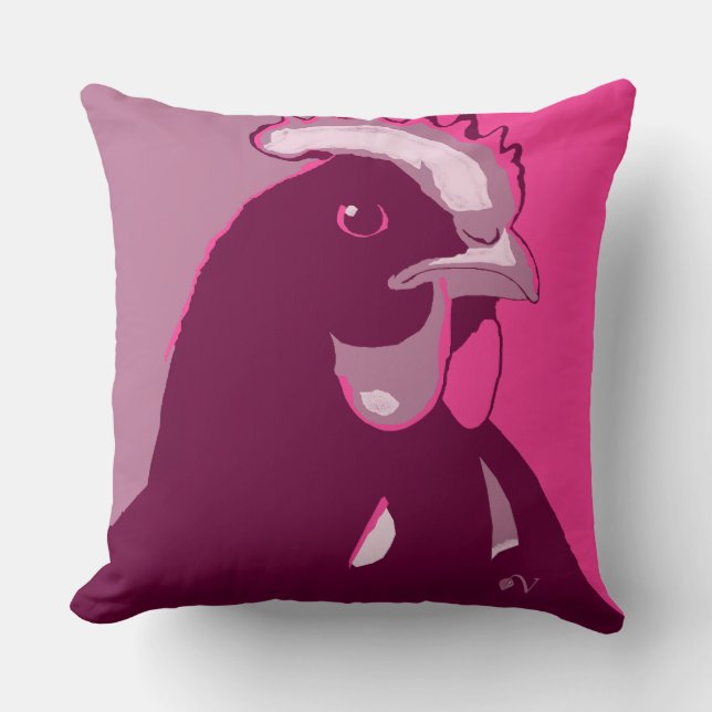 Rosa Pop Art Chicken Kissen (Vorderseite)