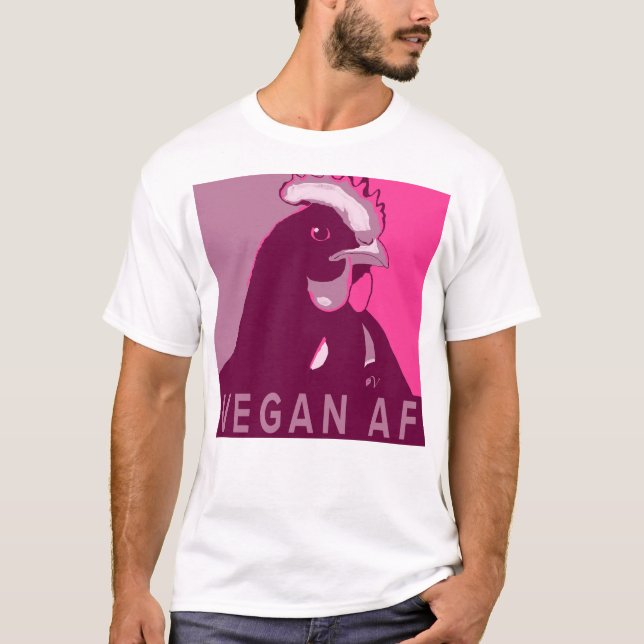 Rosa Pop Art Inspiriert Hühnerhemd Vegan AF T-Shirt (Vorderseite)
