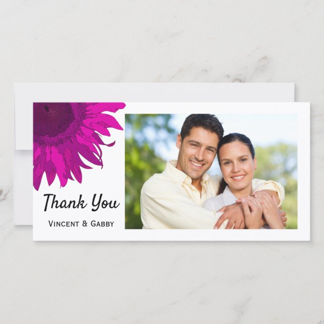 Rosa Pop Art Sonnenblume Danke Foto Card (Vorderseite)