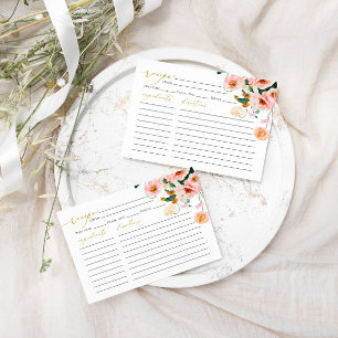 Rosa Poppy Blumenkarte Brautparty Rezept Karte