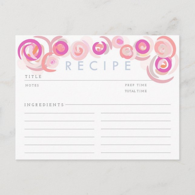 Rosa Positions Rezeptkarte Postkarte (Vorderseite)