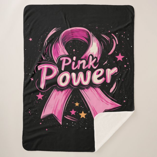 Rosa Power Brustkrebs Bewusstsein Sherpadecke (Vorderseite)