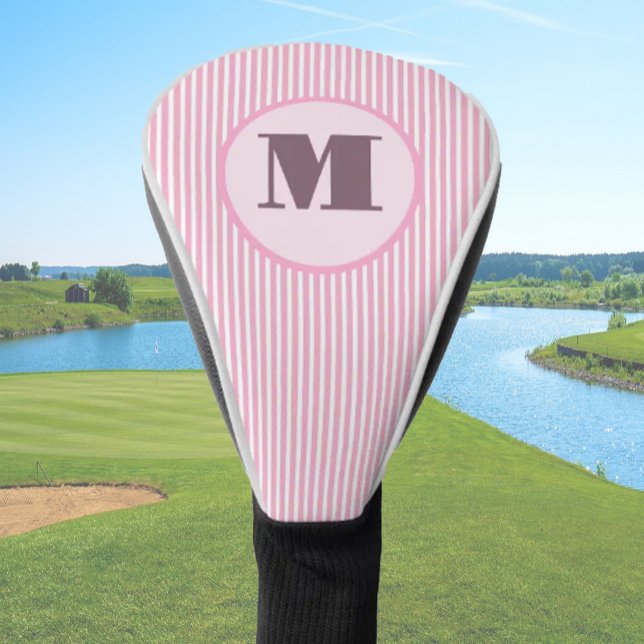 Rosa Preppy Strip personalisierte Monogramm Damen Golf Headcover (Von Creator hochgeladen)