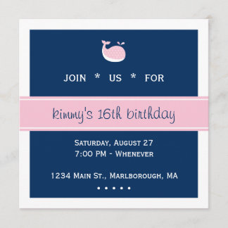 Rosa Preppy Wal Geburtstag Einladung