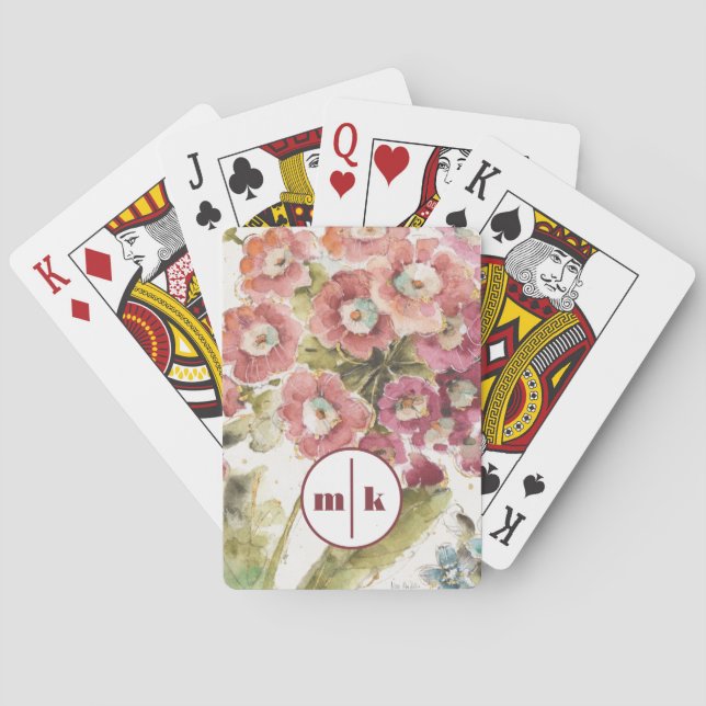 Rosa Primel des Monogramm-| Spielkarten (Rückseite)