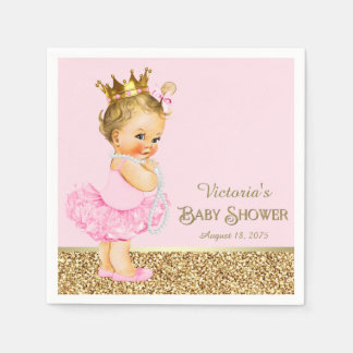 Rosa Princess Ballerina Pink Gold Baby Dusche Serviette