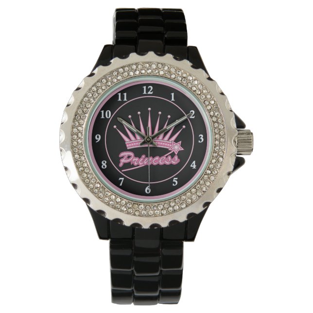 Rosa Princess Crown Armbanduhr (Vorderseite)