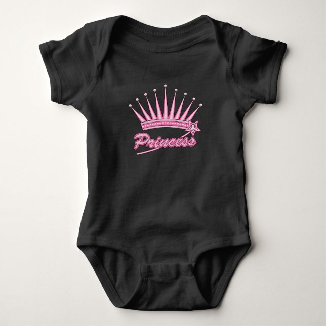 Rosa Princess Crown Baby Strampler (Vorderseite)