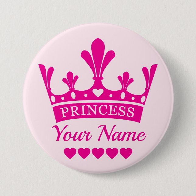 Rosa Princess Crown Button (Vorderseite)