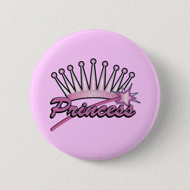 Rosa Princess Crown Button (Vorderseite)