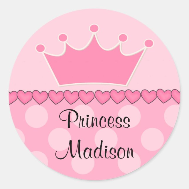 Rosa Princess Crown Happy Birthday Sticker (Vorderseite)