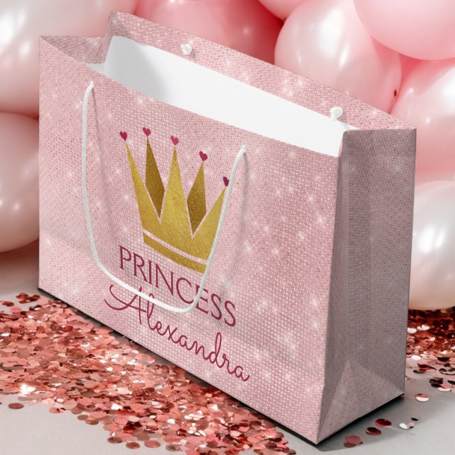 Rosa Princess Crown Rose Gold Geburtstag Große Geschenktüte (Von Creator hochgeladen)
