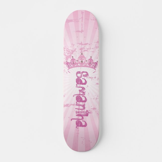 Rosa Princess Crown Tiara Mini Skateboard (Vorne)