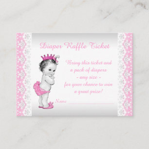 Rosa Princess Diaper Raffel Ticket Begleitkarte