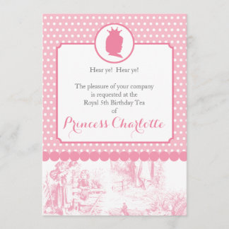 Rosa Princess Silhouette Toile Party Einladung