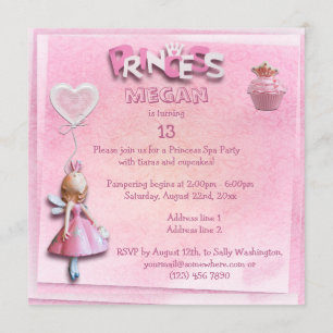 Rosa Prinzessin 13. Geburtstag Wellness-Center Par Einladung