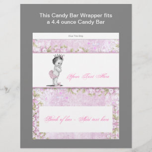 Rosa-Prinzessin-Baby-Shower-Süßigkeiten-Bar-Verpac Flyer