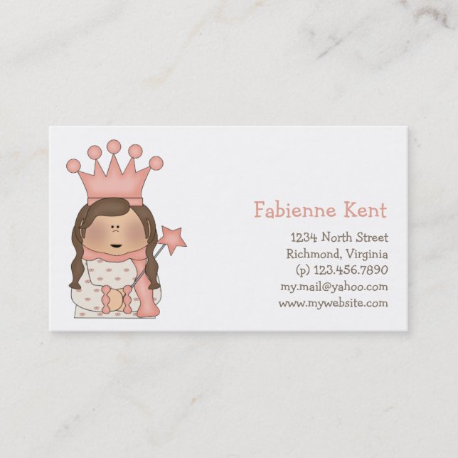 Rosa Prinzessin · Brünette Prinzessin Visitenkarte (Vorderseite)
