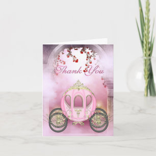 Rosa Prinzessin Carriage Enchanted Thank You Dankeskarte