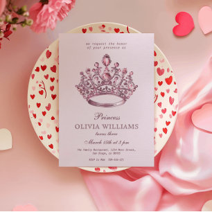 Rosa Prinzessin Crown Elegante Geburtstagsparty Einladung