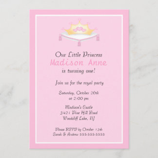 Rosa Prinzessin Crown Geburtstagspartei Einladung