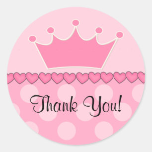 Rosa Prinzessin Crown Thank You Sticker