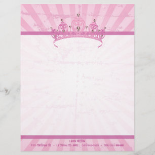 Rosa Prinzessin Crown Tiara Letterhead Stationery Briefbogen