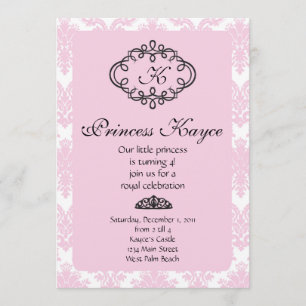 Rosa Prinzessin Damask Einladung
