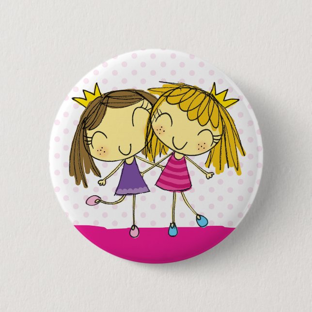 Rosa Prinzessin der Freunde Button (Vorderseite)