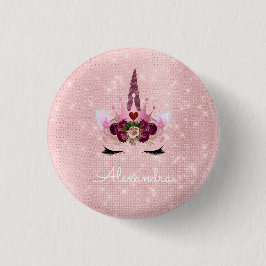 Rosa Prinzessin Einhorn Rose Gold Rosa Rosa Glitze Button
