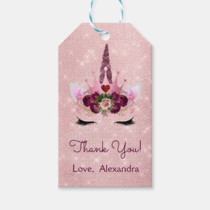 Rosa Prinzessin Einhorn Rose Gold Rosa Rosa Glitze Geschenkanhänger