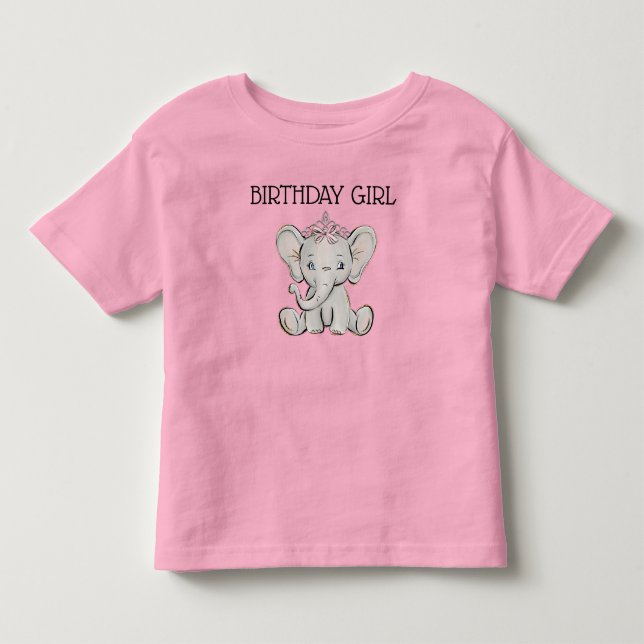 Rosa Prinzessin Elefantenmädchen Kleinkind T-shirt (Vorderseite)