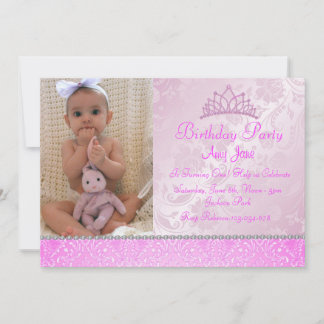 Rosa Prinzessin Floral Geburtstag Einladung