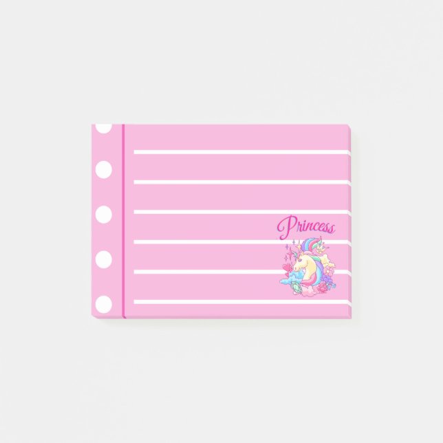 Rosa Prinzessin gesäumt Post-it Klebezettel (Vorderseite)