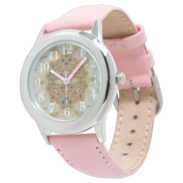 Rosa Prinzessin Königsschmuck Armbanduhr (Schrägansicht)