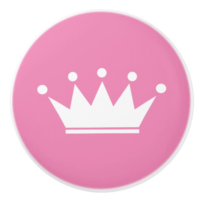 Rosa Prinzessin Kronenkronen Kinderzimmer Türschub Keramikknauf (Vorderseite)