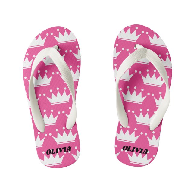 Rosa Prinzessin Kronjugend Flip Flops für Kinder (Fußbett)