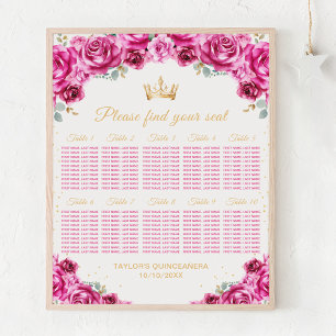 Rosa Prinzessin Quinceañera Sitzordnung für 10 Tis Poster