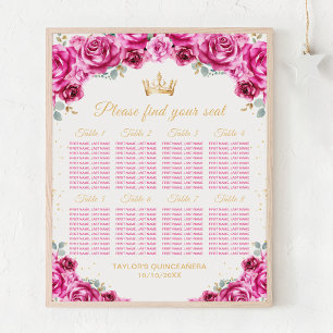Rosa Prinzessin Quinceañera Sitzordnung für 8 Tisc Poster