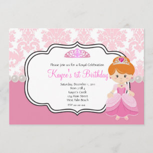 Rosa Prinzessin RothaarDamast und Perlen Einladung