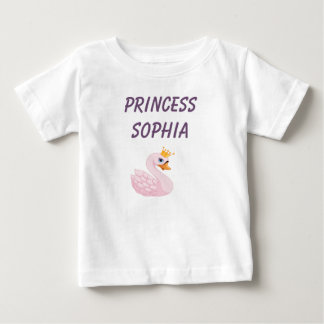 Rosa Prinzessin schwan auf weißem Namen Baby T-shirt