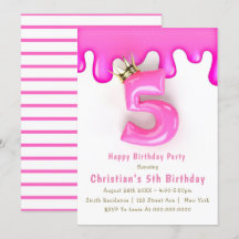 Rosa Prinzessin Slime 5. Geburtstag Einladungen
