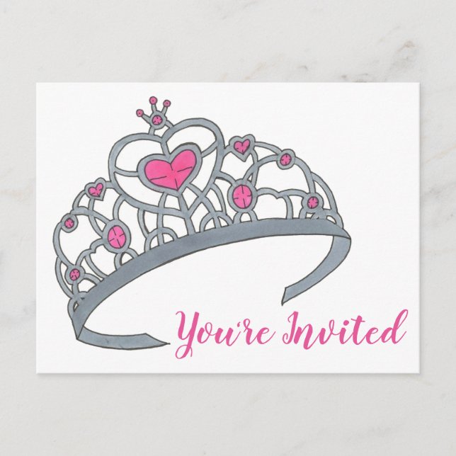 Rosa Prinzessin Tiara Geburtstagsparty Einladung (Vorderseite)