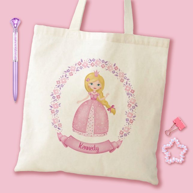 Rosa Prinzessin Tragetasche (A cute Pink Princess Tote bag. Personalize it with your girls name for a special gift.)