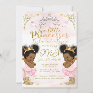 Rosa Prinzessin Tutu Krone Zwilling Dunkle Haut Ge Einladung
